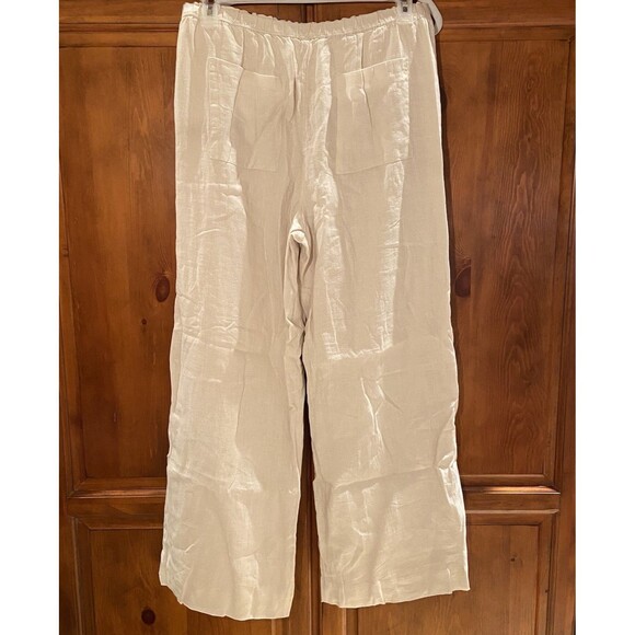 J. Crew Stratus Pant Linen Pull On Wide Leg Relaxed Natural Beige Size M Beachy - Picture 5 of 12